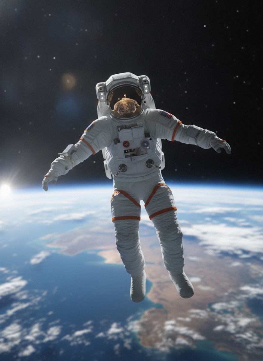 Astronaut floating above Earth